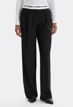 Smalkas vilnas bikses ar kontrastējošu logo jostu