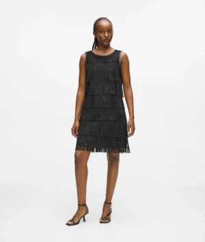 Ādas imitācijas kleita ar mirdzošu skaru pārklājumu