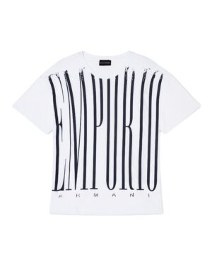 Kokvilnas T-krekls ar vertikālu logo rakstu