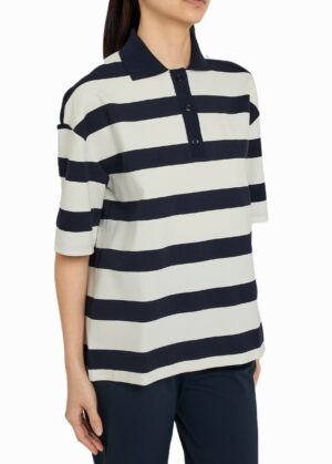 Brīva piegriezuma polo krekls ar joslu rakstu