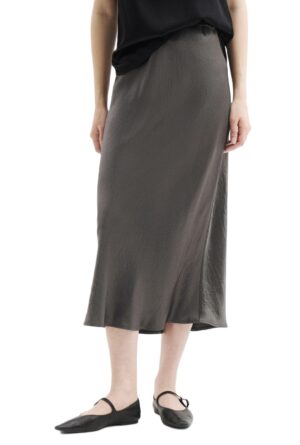 Tumši pelēki satīna svārki ar elastīgu jostu