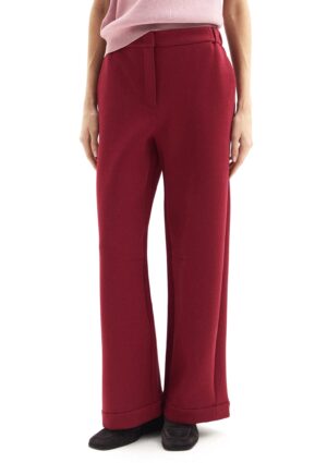 Tumši sarkanas bikses ar daļēji elastīgu jostu