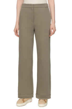 Zaļganpelēkas bikses ar daļēji elastīgu jostu