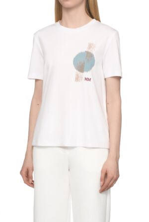 Balts T-krekls ar zīmola dizainu