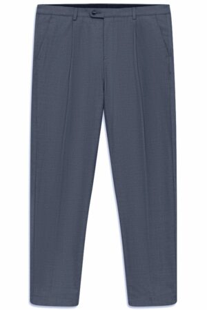 Tumši pelēkzilas vīriešu bikses ar ielocēm