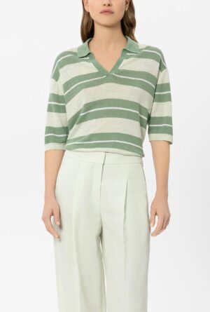 Linu polo krekls ar svītru rakstu