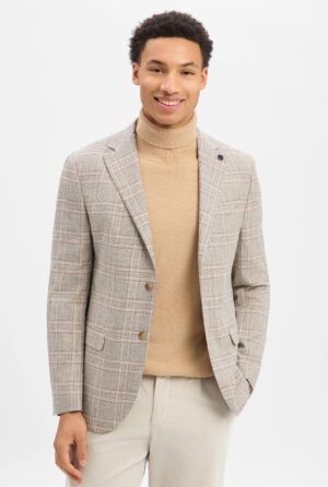 Rūtaina vīriešu žakete ar zīmola piespraudi