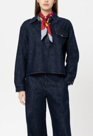Džinsu kreklblūze ar slēptu aizdari