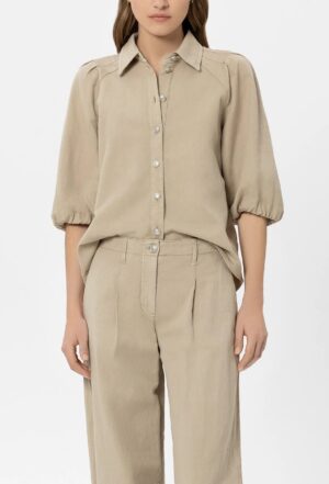 Kokvilnas un linu blūze ar pusgarām piedurknēm