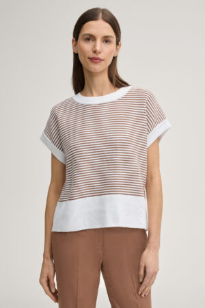 Adīts organiskās kokvilnas tops ar svītru rakstu