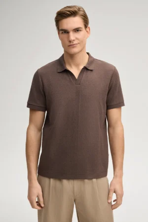 Brūns polo krekls ar austu tekstūru