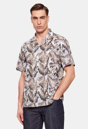 Kokvilnas krekls ar augu motīvu rakstu