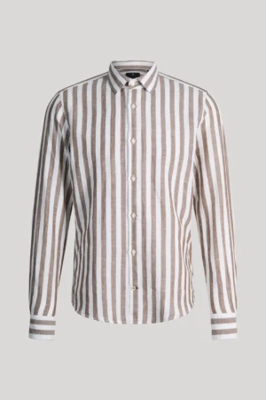 Linu un kokvilnas krekls ar svītru rakstu