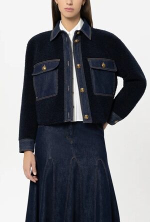 Jērādas imitācijas jaka ar džinsu detaļām