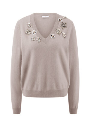 Vilnas un kašmira džemperis ar grezniem dekoriem