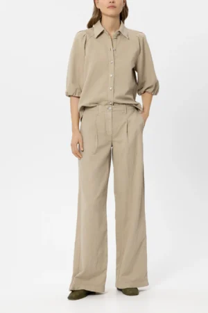 Kokvilnas un linu bikses ar regulējamu jostu