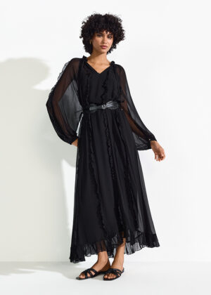 Boho stila šifona kleita ar volānu detaļām