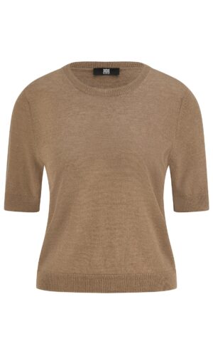 Adīts linu un viskozes tops ar īsām piedurknēm