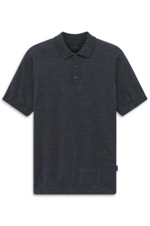 Tumši zilpelēks smalka adījuma polo krekls