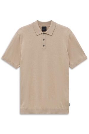 Bēšs smalka adījuma polo krekls