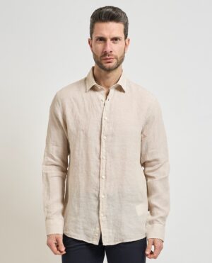 Bēšs linu krekls vīriešiem