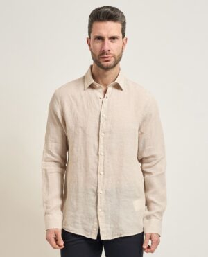 Bēšs linu krekls vīriešiem