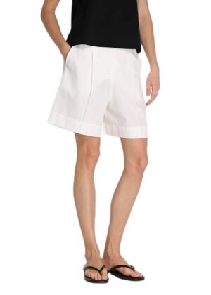 Tekstūrēta kokvilnas auduma šorti baltā krāsā