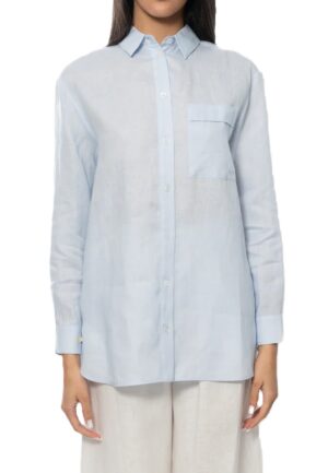 Linu krekls ar uzšūtu kabatu