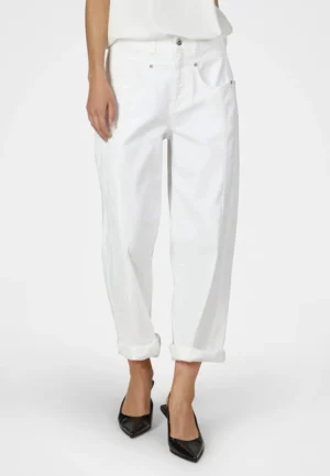 Balti sieviešu džinsi ar augstu jostasvietu