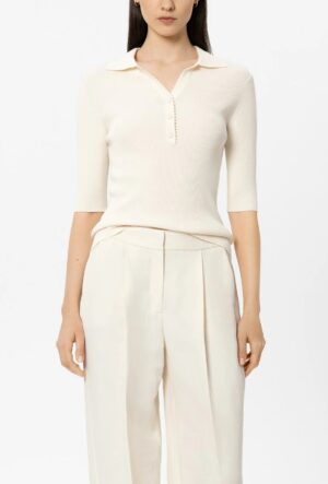 Rievota adījuma polo krekls ar pusgarām piedurknēm