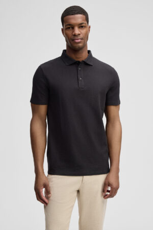 Melns bio kokvilnas polo krekls ar tekstūru