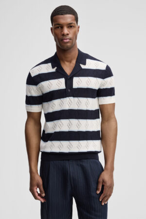 Bio kokvilnas polo krekls ar joslu rakstu