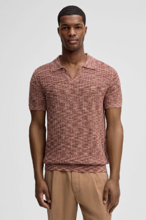 Kokvilnas polo krekls ar raibu tekstūru