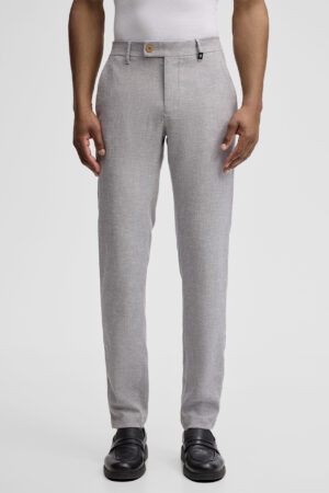 Gaiši zilpelēkas chino bikses ar linu struktūru