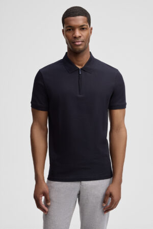 Tumši zils polo krekls ar rāvējslēdzēja aizdari