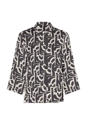 Viskozes satīna blūze ar grafisku rakstu