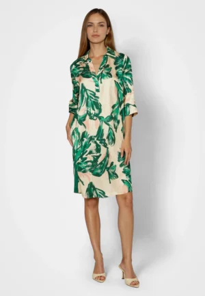 Viskozes satīna kleita ar augu rakstu