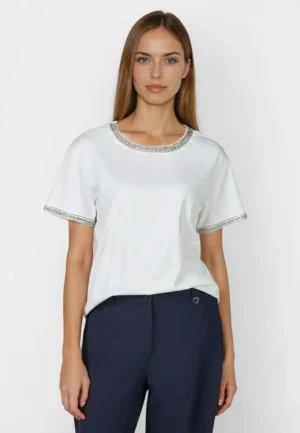 T-krekls ar mirdzošu kristālu apdari