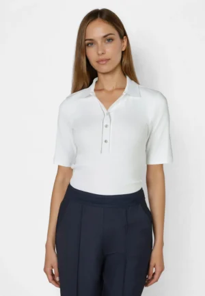 Balts polo krekls ar mirdzošu apdari