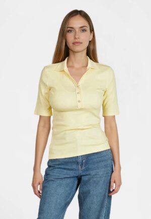 Gaiši dzeltens polo krekls ar mirdzošu apdari