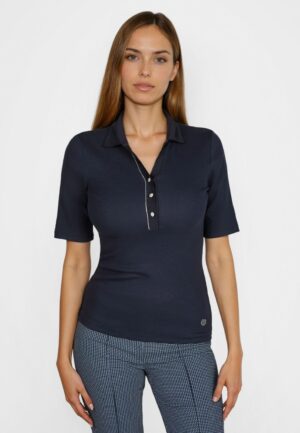 Tumši zils polo krekls ar mirdzošu apdari