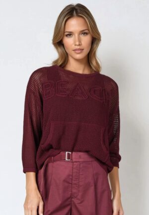 Tīklveida kokvilnas džemperis ar ķengurkabatu