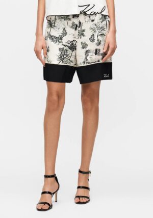 Viskozes satīna šorti ar melnu apdari