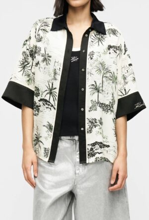 Viskozes satīna kreklbūze ar melnu apdari