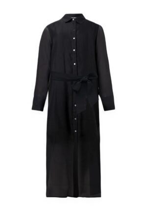 Daļēji caurspīdīga kreklkleita ar sasienamu jostu