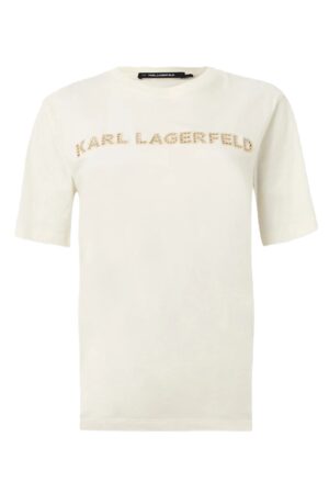 Organiskās kokvilnas T-krekls ar logo izšuvumu