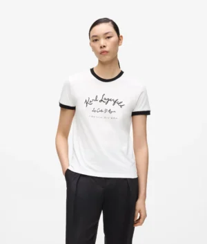 Bio kokvilnas T-krekls ar kontrastējošu apdari