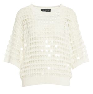 Caurspīdīgs kokvilnas mežģīņu tops ar fliteriem