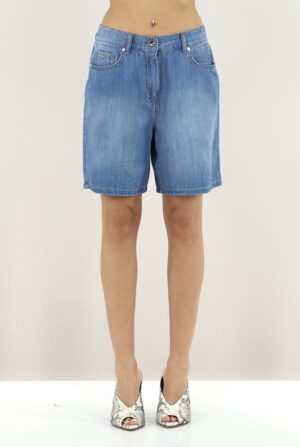 Kokvilnas džinsu šorti ar dekoratīvām nošuvēm