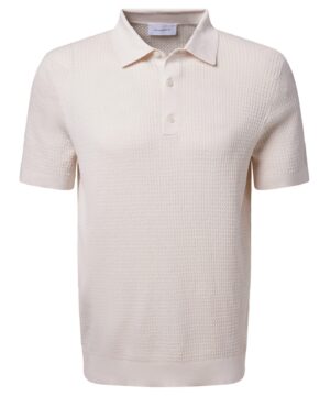 Kokvilnas un zīda polo krekls, krēmīgi bēšs